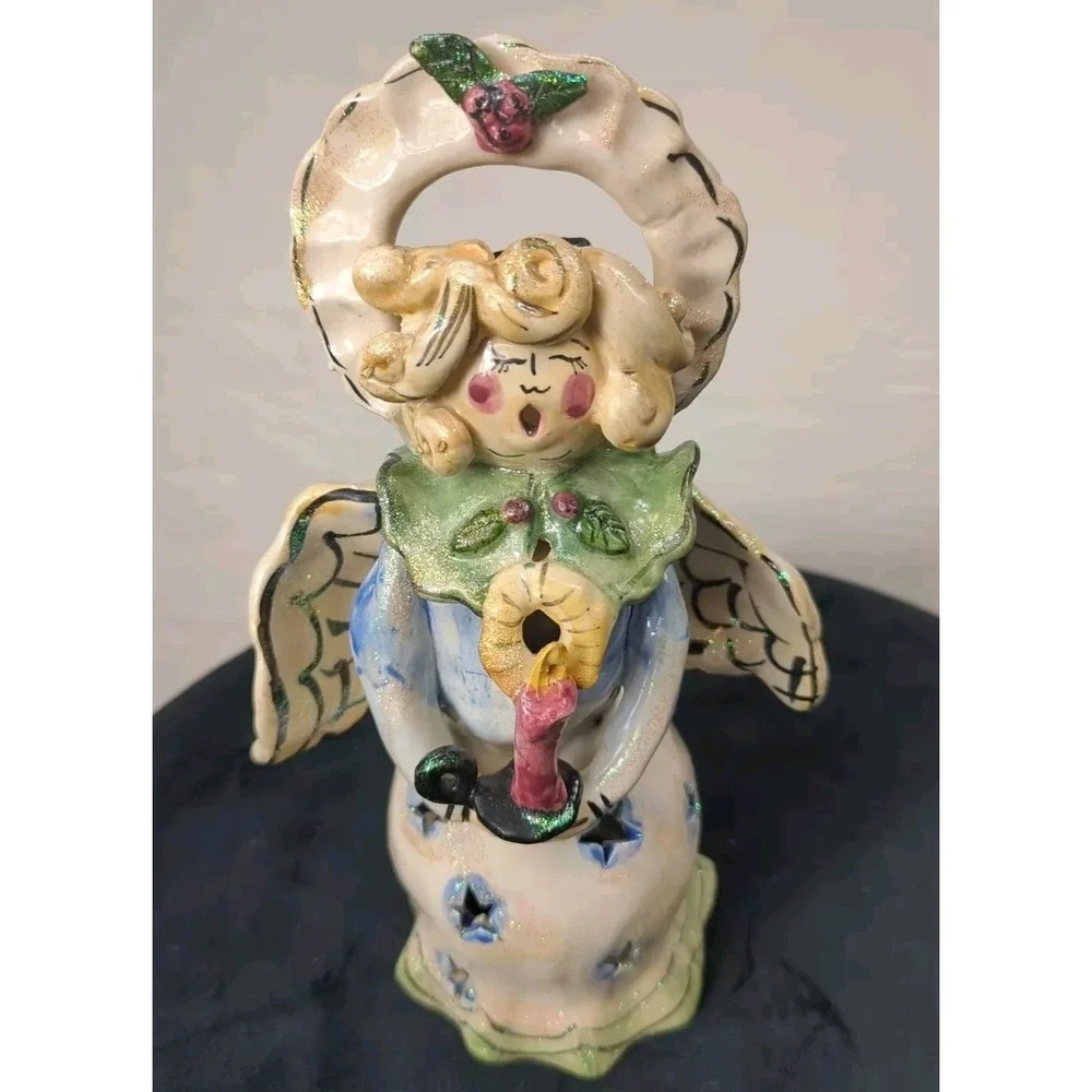 2000 Blue Sky‎ Clayworks Heather Goldminc Christmas Angel Caroler Votive Holder